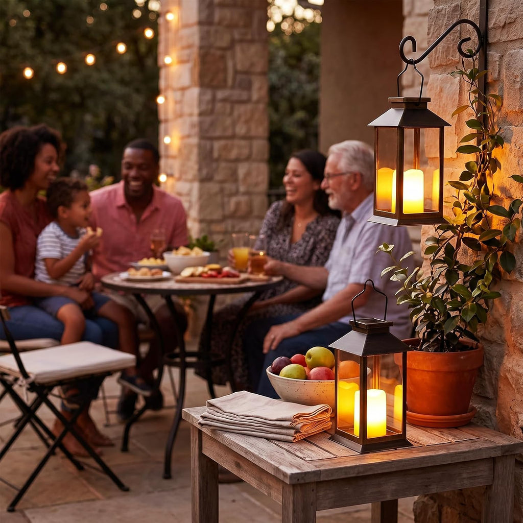 Two Pack Flame Hanging Solar Lanterns