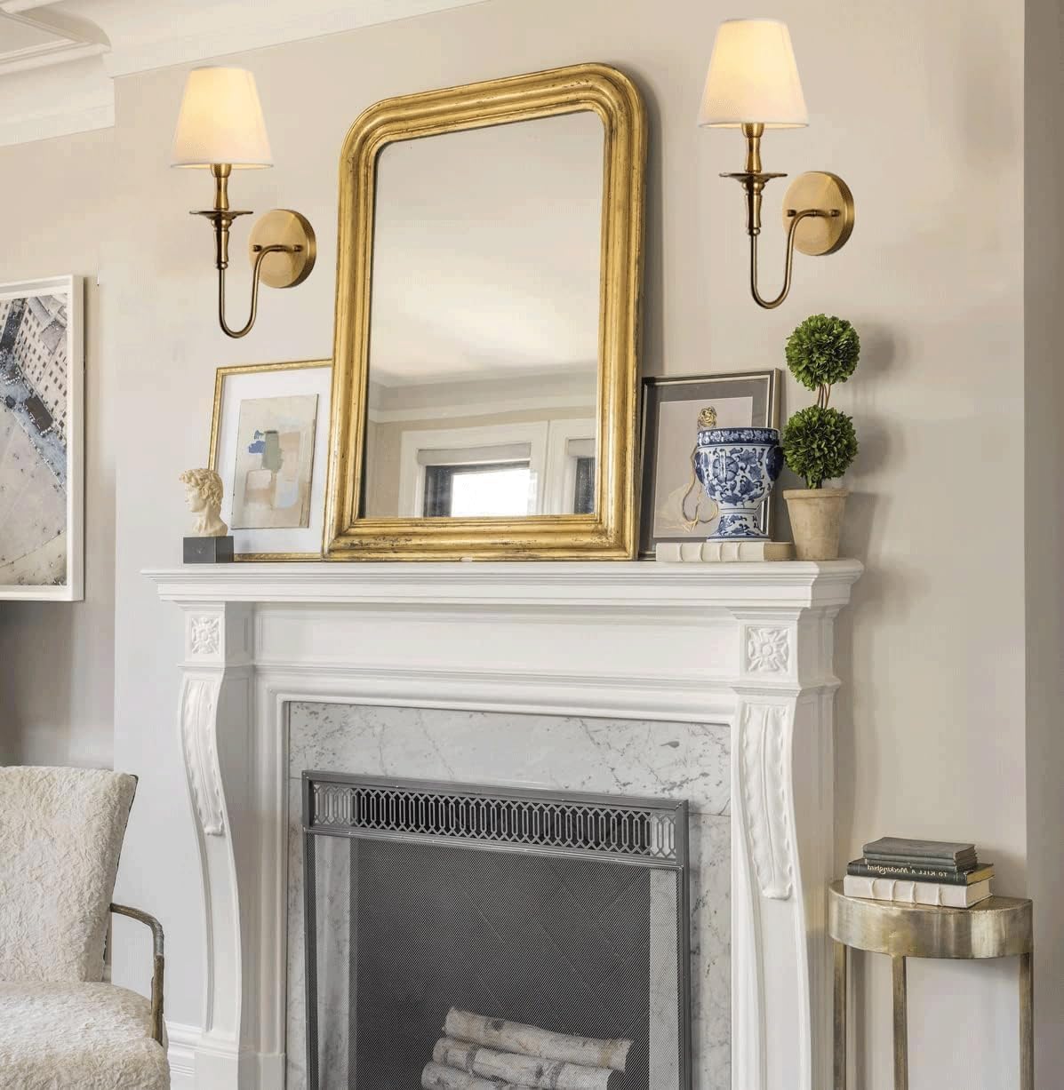 Two Pack Vintage Curved Brass Wall Sconces