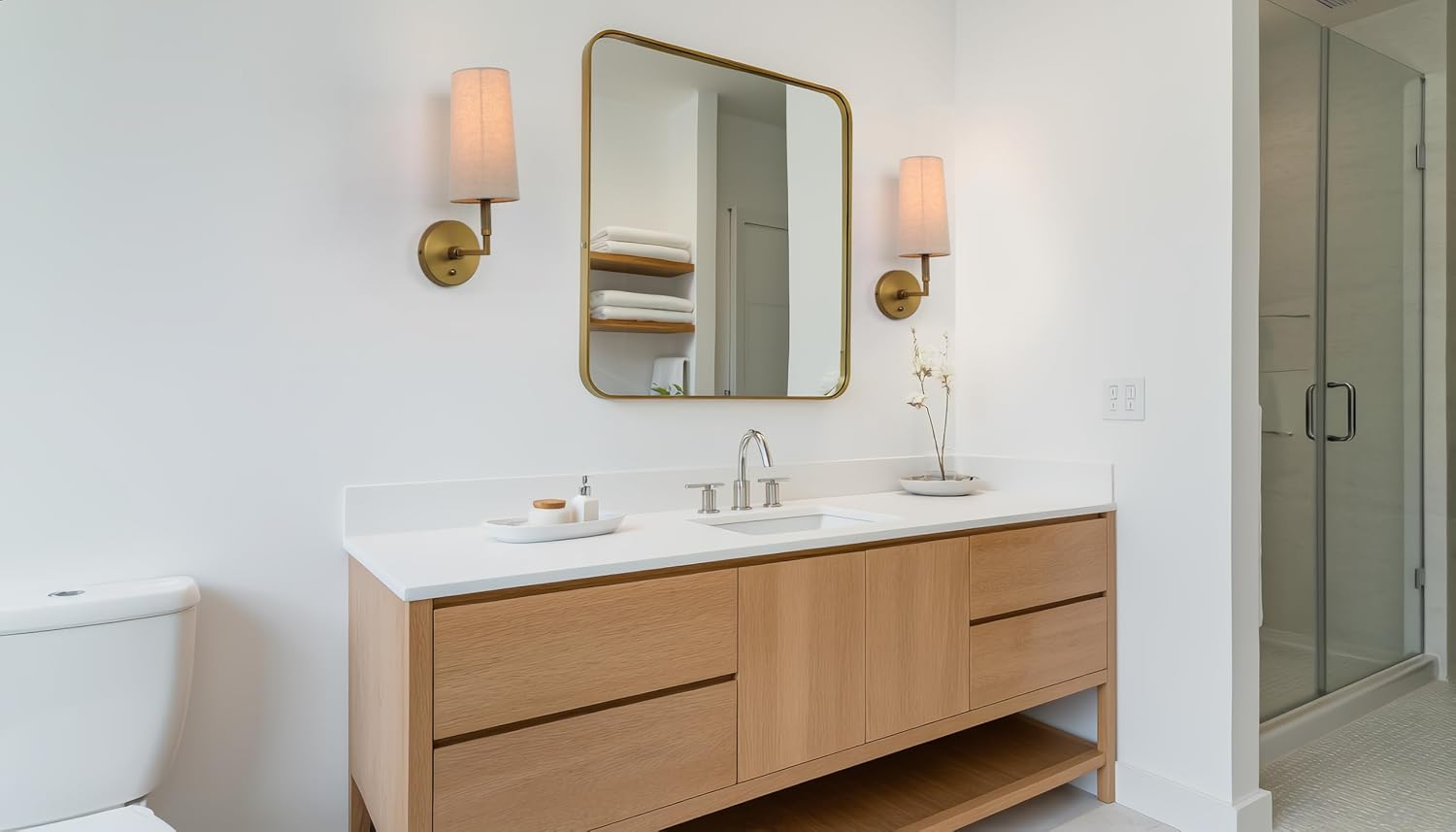 Two Pack Brass Linen Indoor Wall Sconces