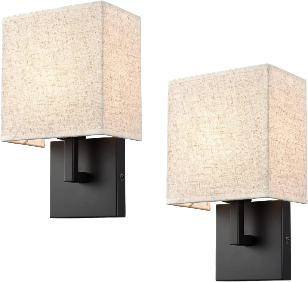 Two Pack Dimmable Linen Fabric Wall Sconces