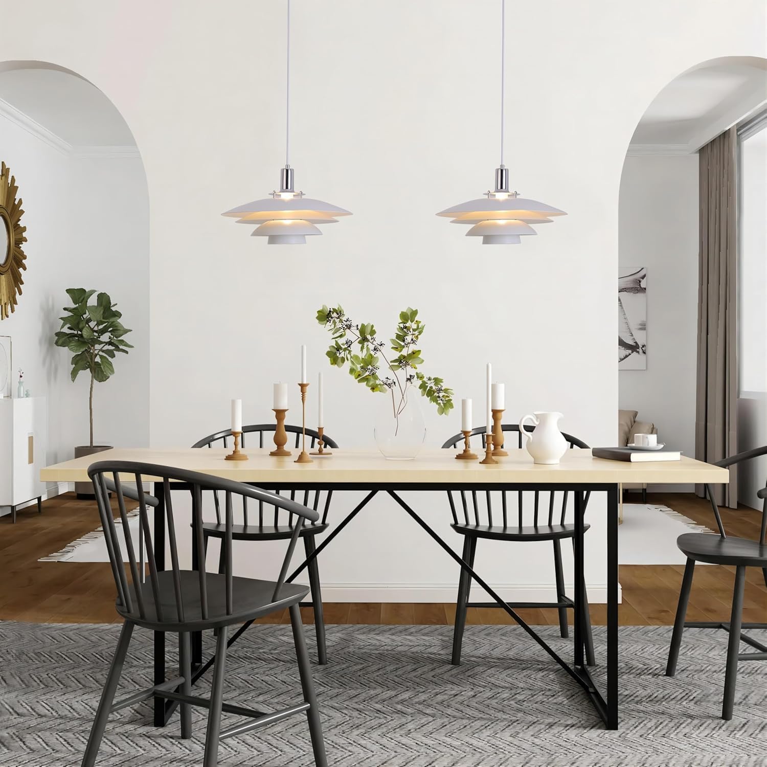 Four Tier White Metal Pendant Lamp