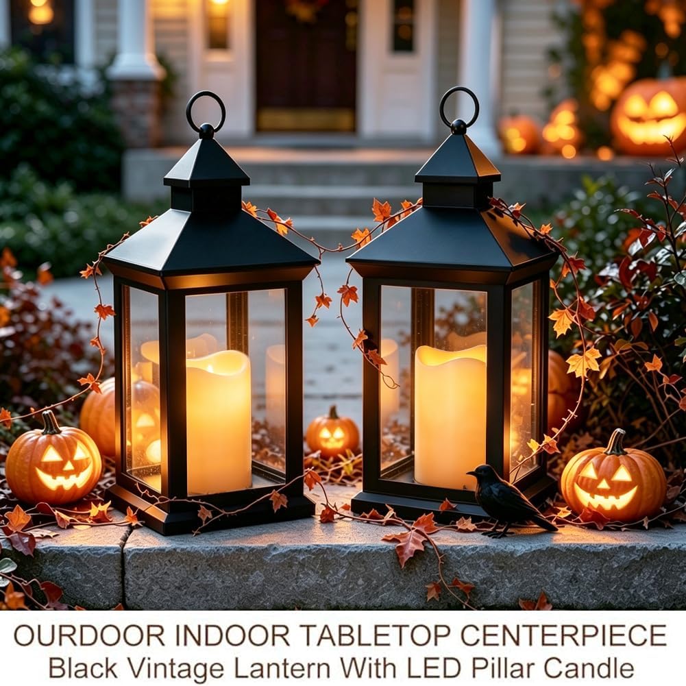 Two Pack Vintage LED Candle Lanterns