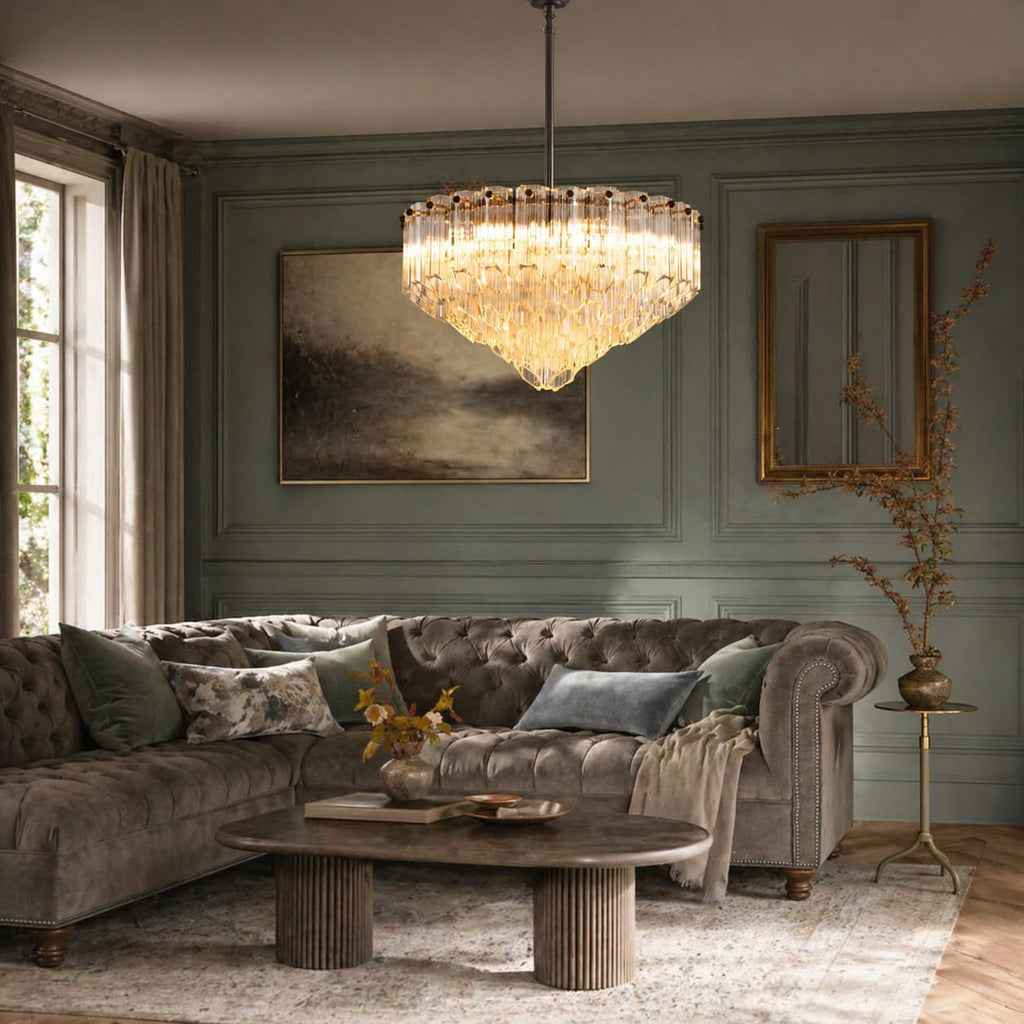 Small Round Adjustable Glass Chandelier