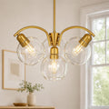 Four Light Globe Glass Gold Chandelier