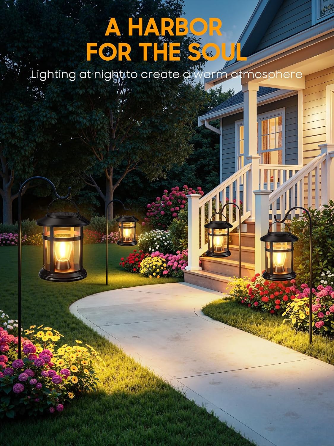 Two Pack Warm Solar Outdoor Lanterns