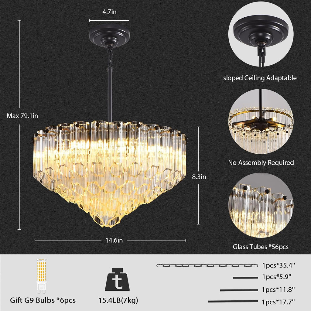 Small Round Adjustable Glass Chandelier