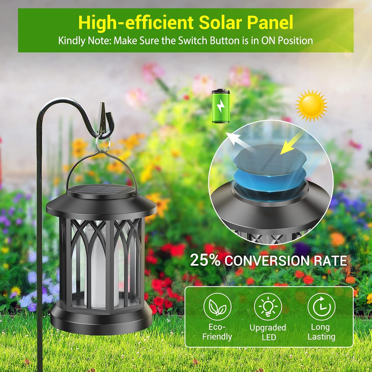 Four Pack Flame Solar Hanging Lanterns