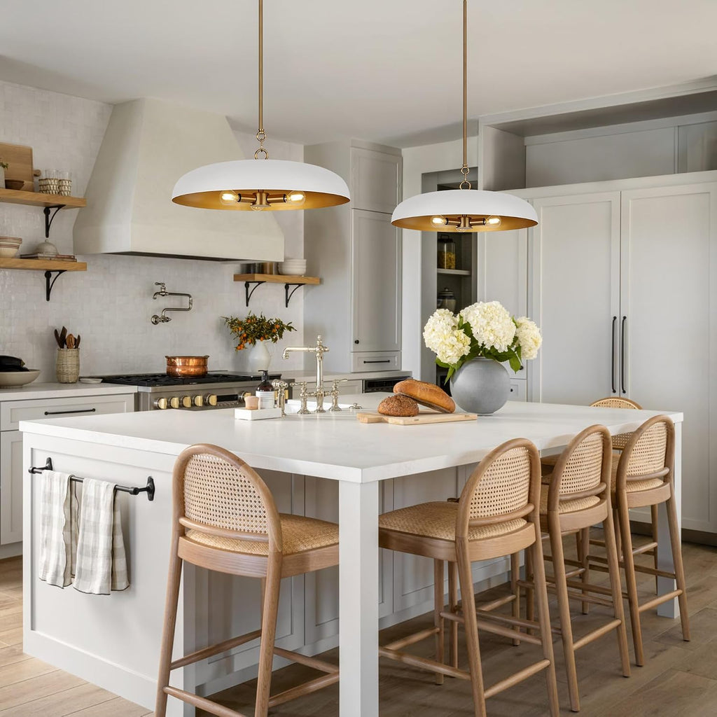Three Lights White Gold Dome Chandelier