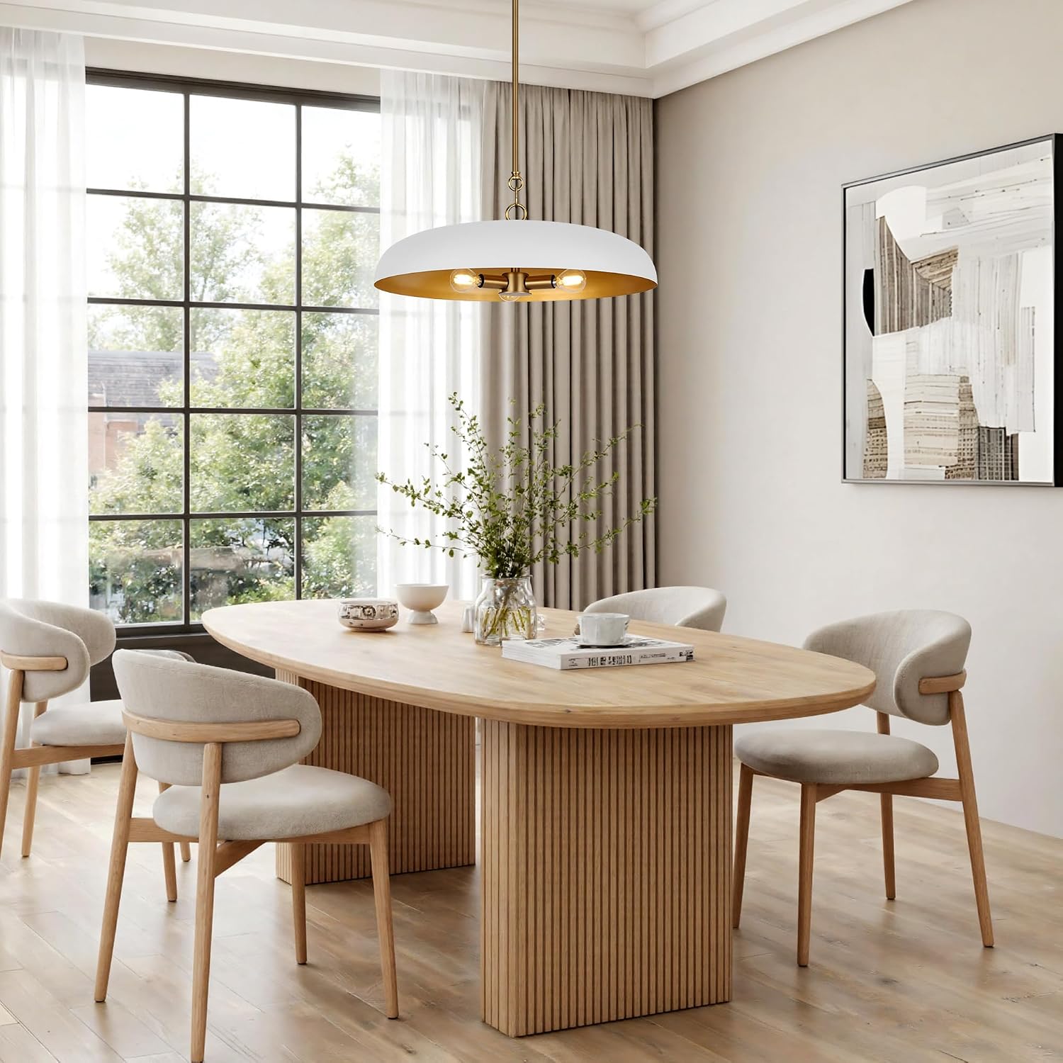 Three Lights White Gold Dome Chandelier