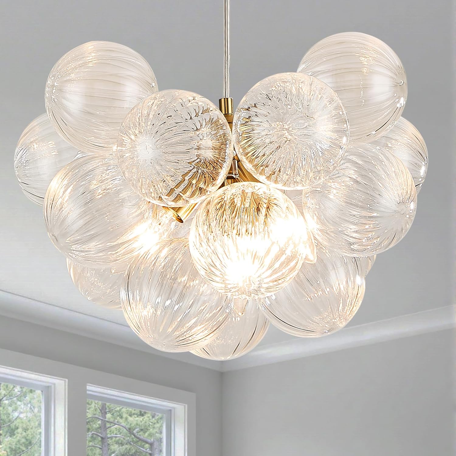Four Lights Bubble Glass Modern Chandelier