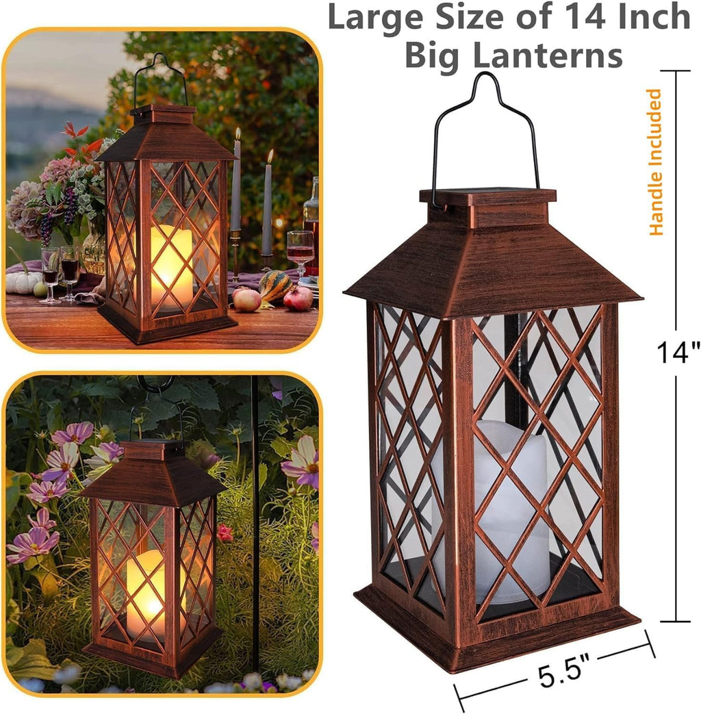 Two Pack LED Solar Hanging Garden Lantern