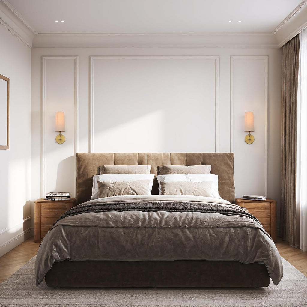 Two Pack Brass Linen Indoor Wall Sconces