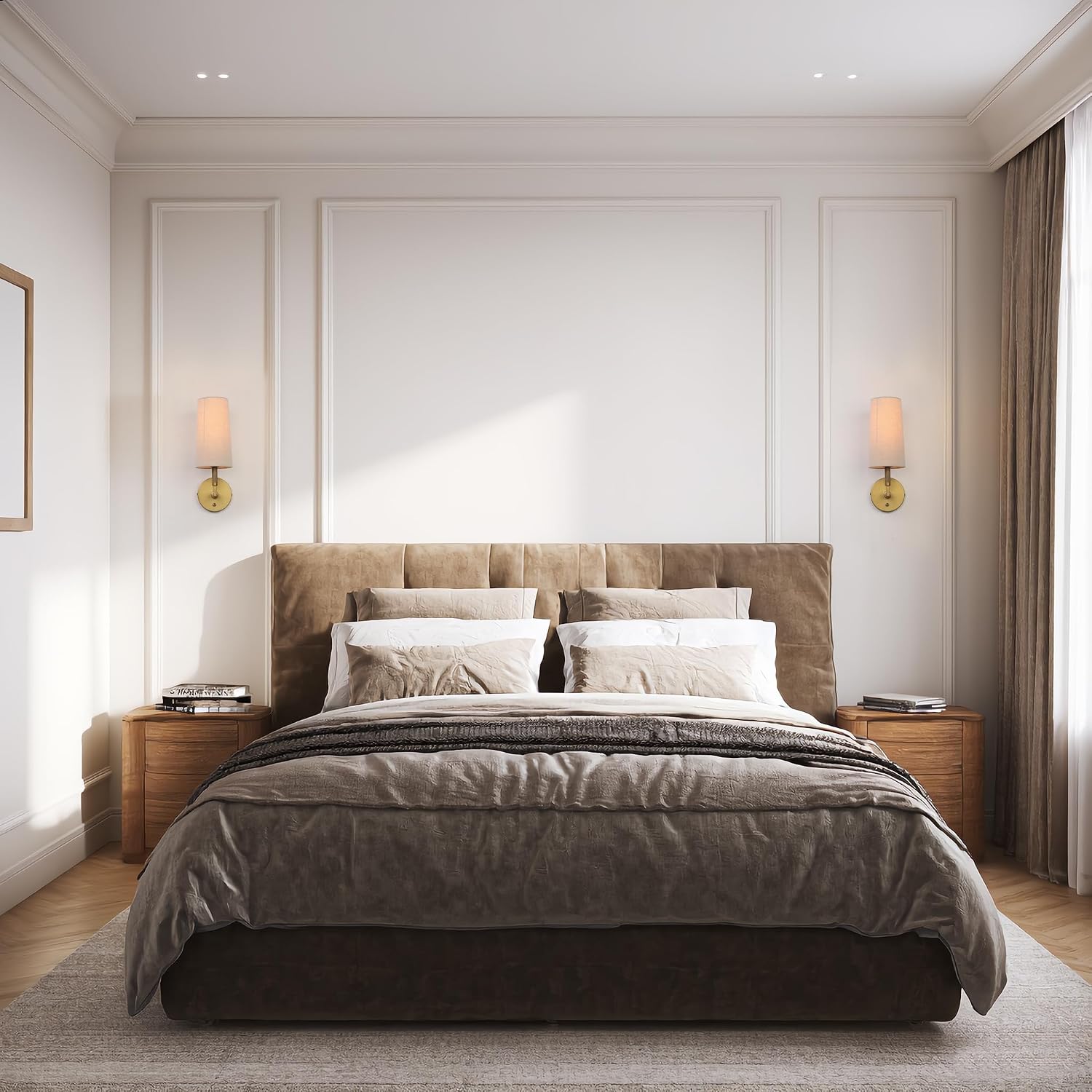 Two Pack Brass Linen Indoor Wall Sconces