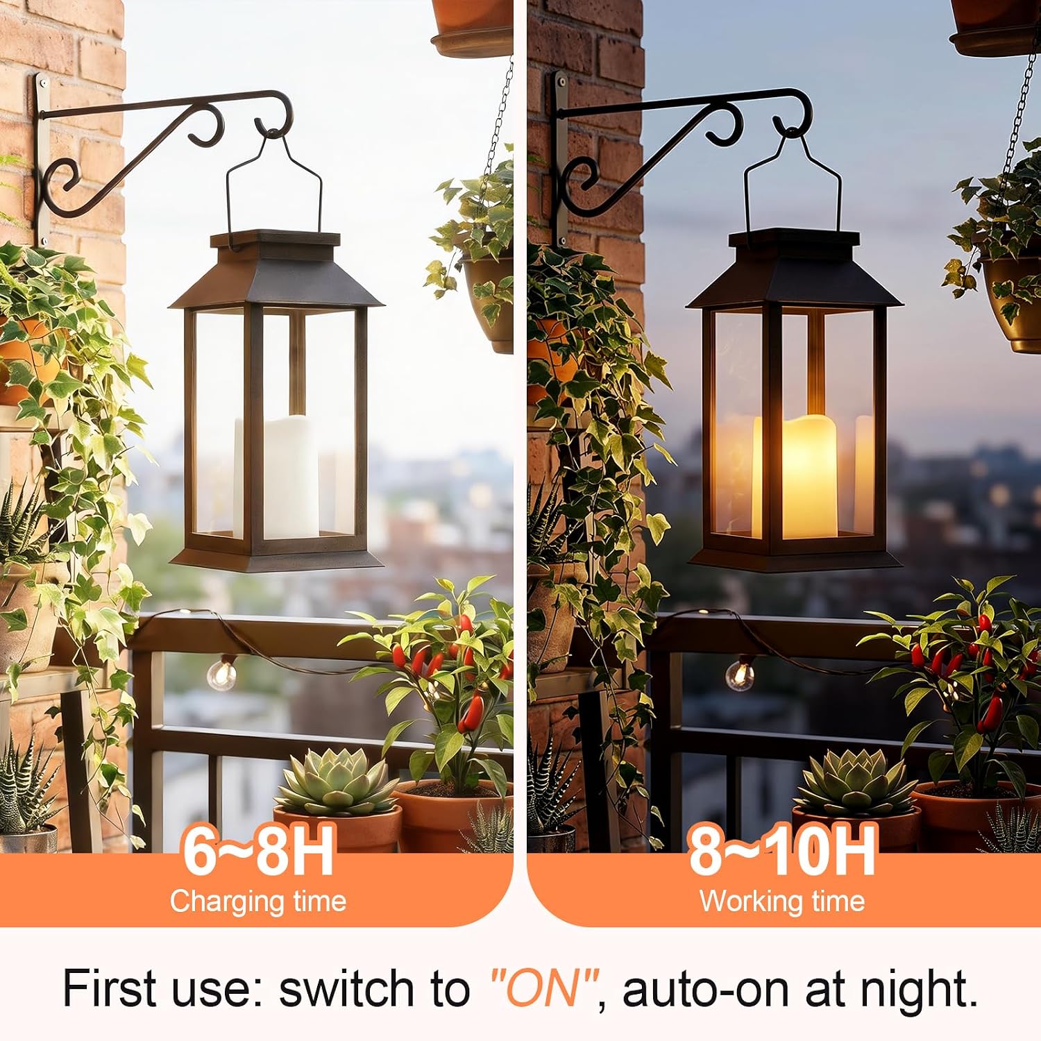 Two Pack Flame Hanging Solar Lanterns