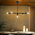 Five Light Linear Glass Globe Chandelier