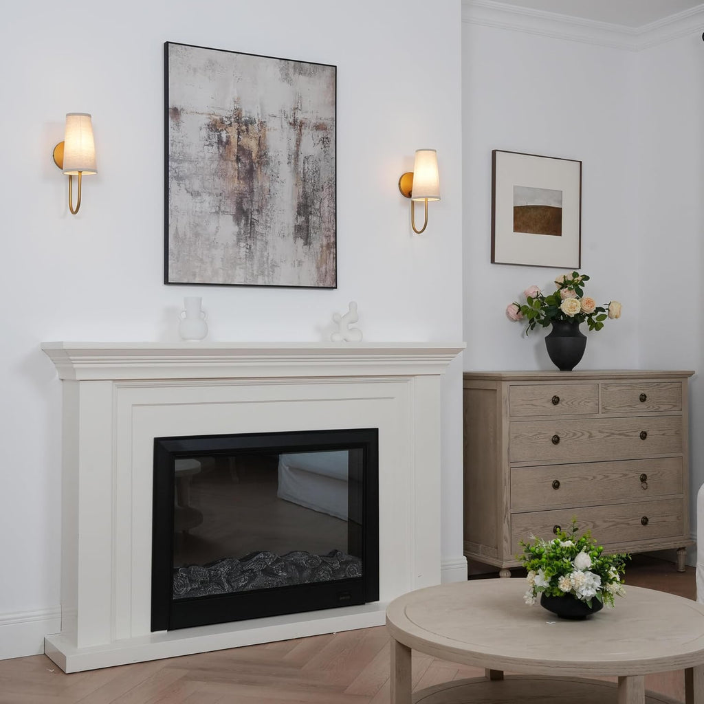 Two Pack Cone Linen Brass Wall Sconces