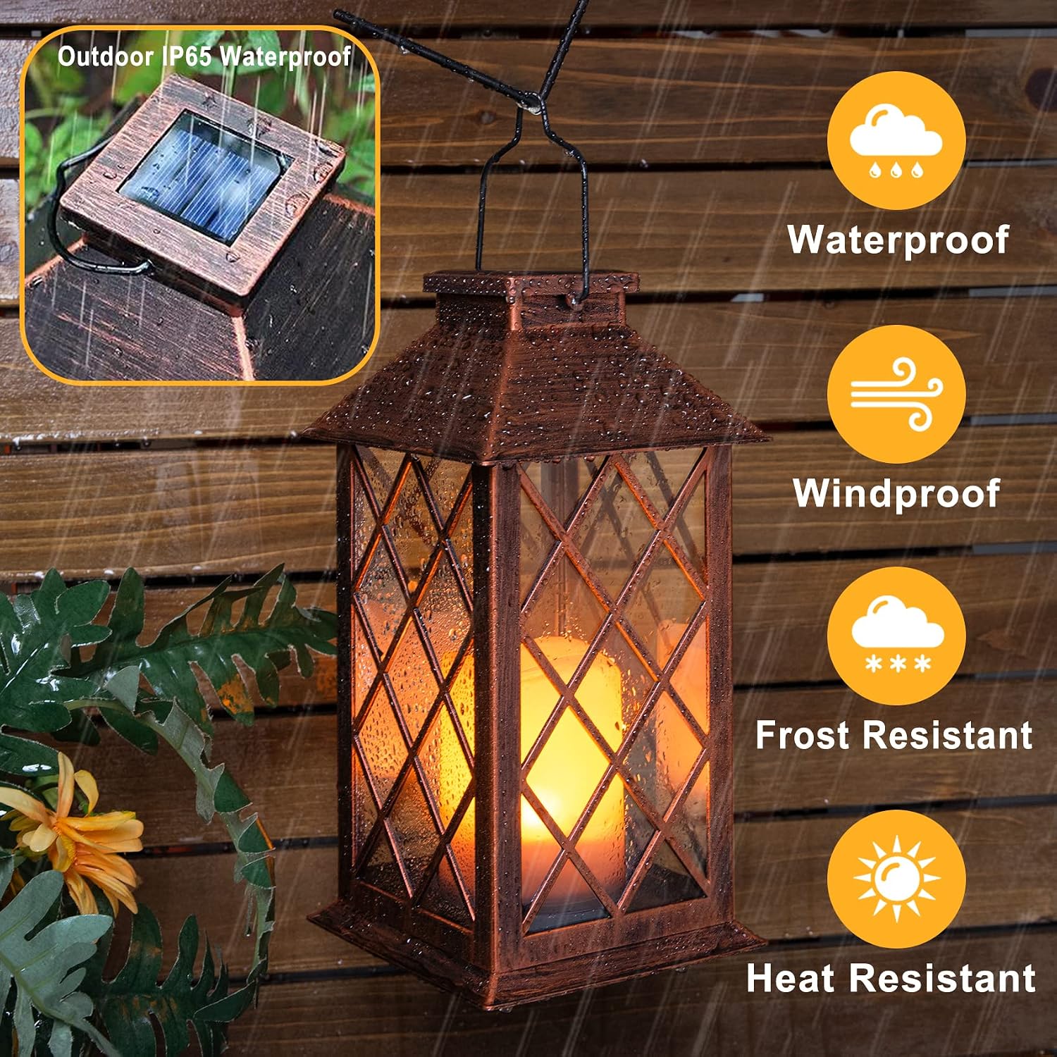 Two Pack LED Solar Hanging Garden Lantern
