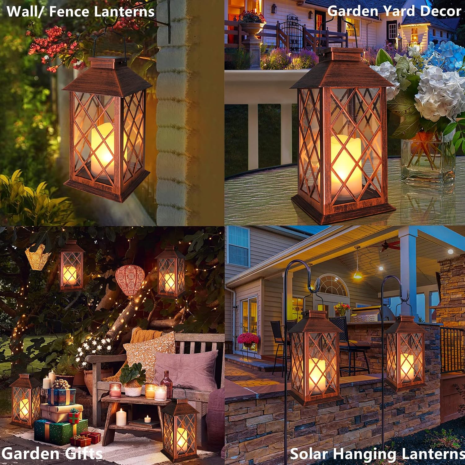 Two Pack LED Solar Hanging Garden Lantern