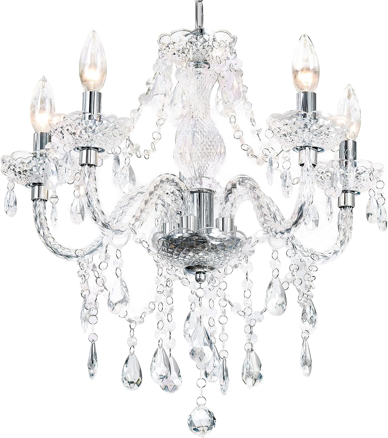 Five Light Acrylic Crystal Chandelier